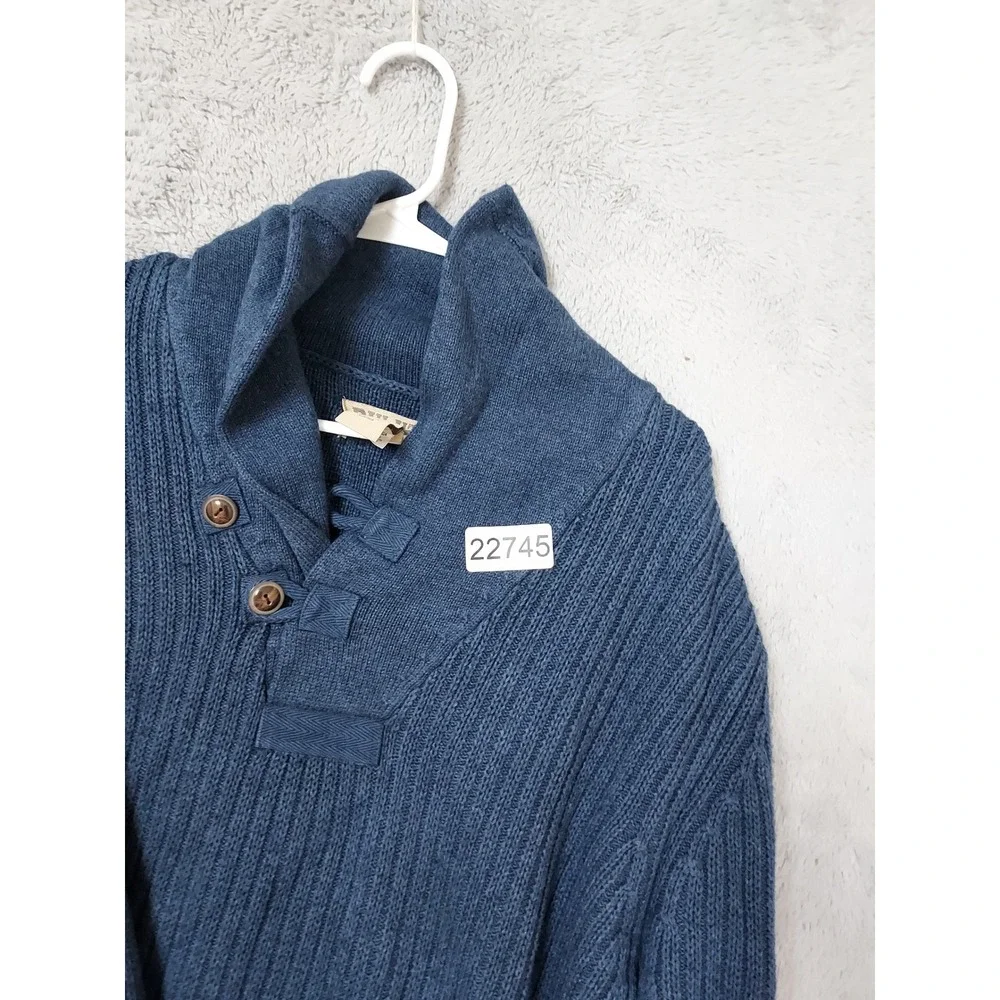 Duluth Trading Pullover Mens Large Shawl High Neck Infantry Ribbed Wool Blend L